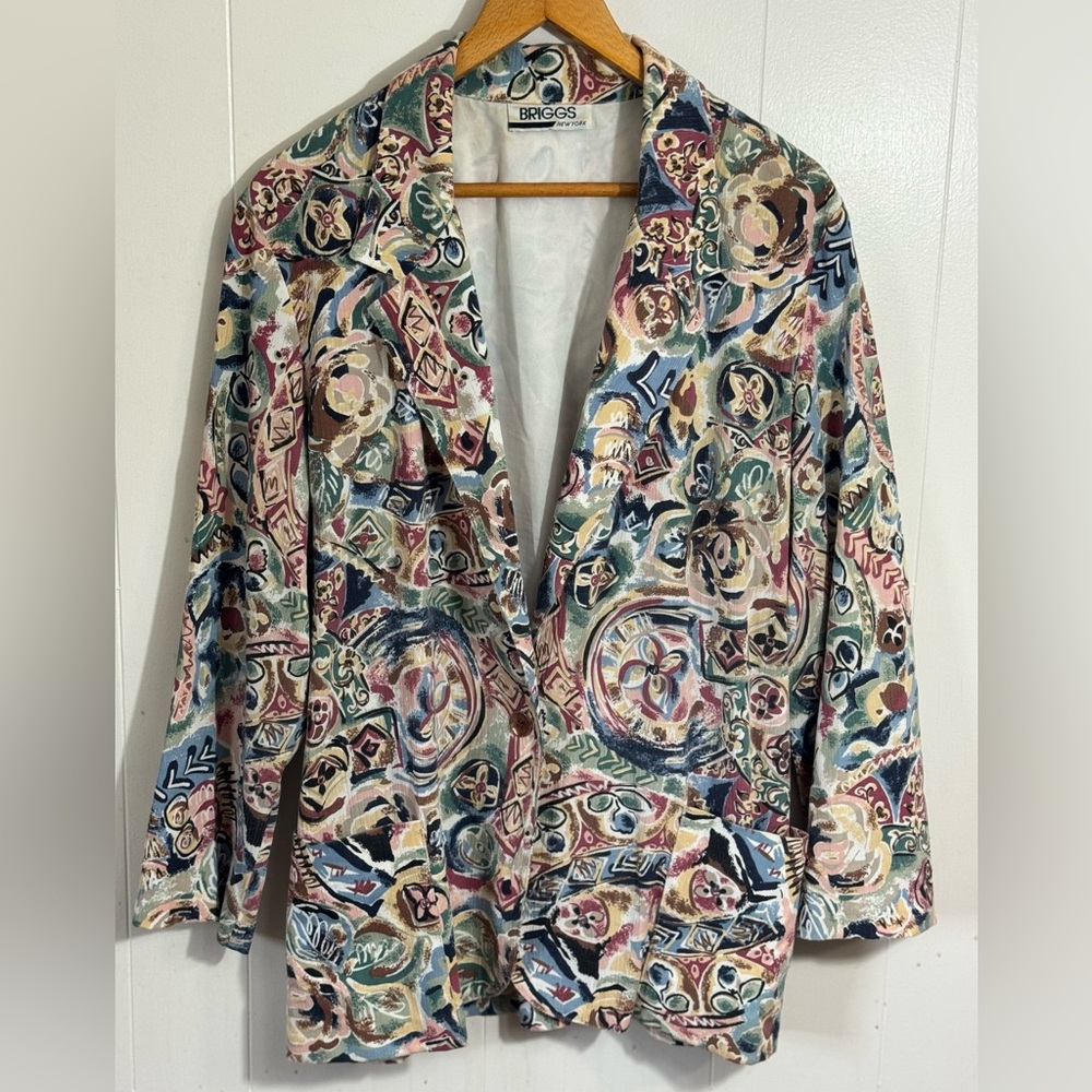 Briggs New York Vintage Abstract Pattern Blazer Size 14
